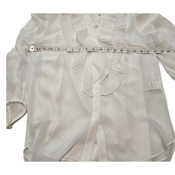 White House Black Market White Ruffle Blouse - Picture 10 of 13